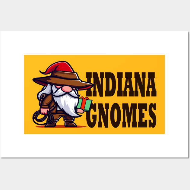 Indiana Gnomes - Adventurous Cute Gnome Tee Wall Art by TeeHeeFun